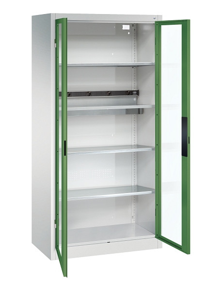 C+P Akkuladeschrank Serie 89, H1950xB930xT500mm, 7035/6011,1 Elektroboden, 3 Einlegeböden, 8921-055E1 S10066