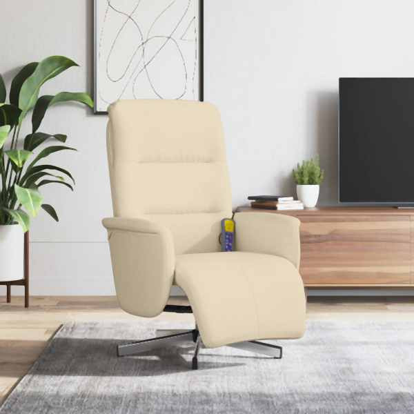vidaXL Massagesessel mit Fußteil Creme Stoff, Polyester, 356579