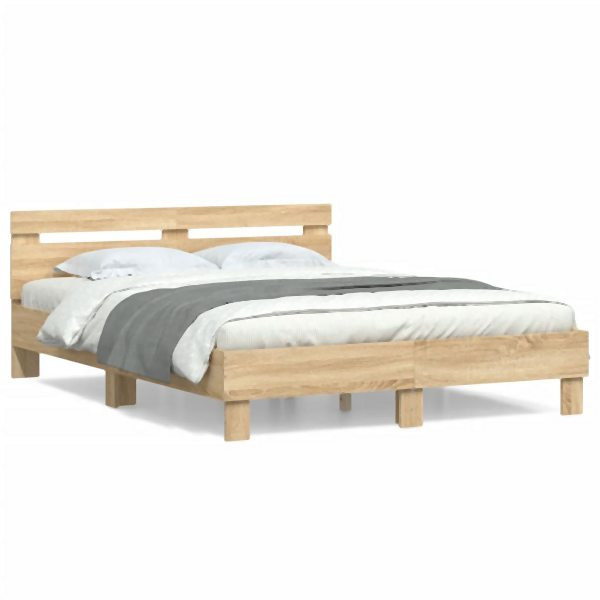 vidaXL Bettgestell mit Kopfteil Sonoma-Eiche 140x190 cm Holzwerkstoff, 3207436