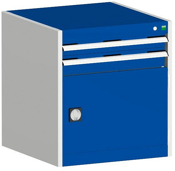 bott cubio Schubladenschrank bestückt mit 2 Schubladen, Tür BxTxH: 650 x 650 x 700 mm, RAL 7035/5010, 40019021.11V