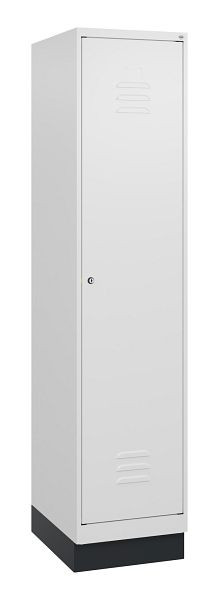 C+P Umkleidespind Classic PLUS mit Mitteltrennwand, Sockel, 1800x400x500mm, 9016/9016, Zylinderschloss, 0800207-12F S10029