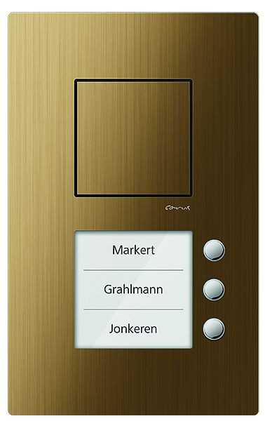 TCS Audio Außenstation Serie Carus IRIS mit 3 Klingeltasten (rechtsbündig), AP bronze, CAE1003-0151