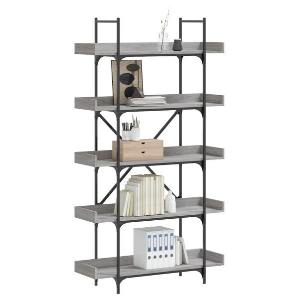 vidaXL Bücherregal 5 Böden Grau Sonoma 100x33x180,5 cm Holzwerkstoff, 837700