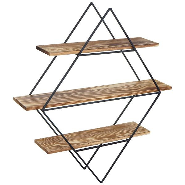 Mendler Wandregal HWC-A80, Hängeregal Regal, Industriedesign Echtholz 60x55x12cm, braun, 59842