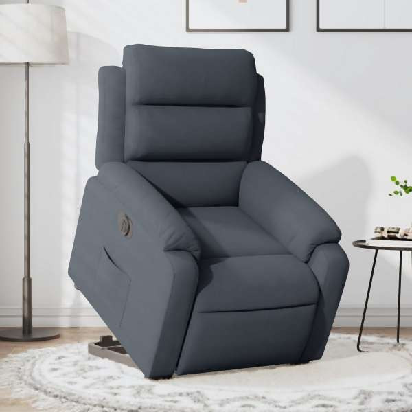 vidaXL Relaxsessel mit Aufstehhilfe Elektrisch Dunkelgrau Samt, 3205115