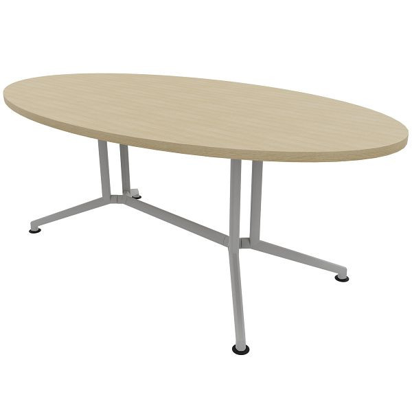 Quadrifoglio Konferenztisch X2, oval, 240x110 cm Farbe: Platte Eiche Hell / Gestell Alufarbig, X2ITO24/42KK