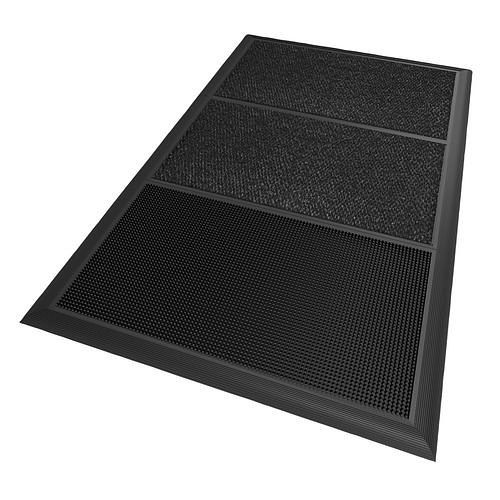 DENIOS Desinfektionsmatte SM, Naturgummi, schwarz/grau, 3 Einsätze, 914 x 1525 mm, 276689