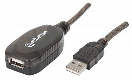 MANHATTAN Hi-Speed USB 2.0 Repeater Kabel, USB A-Stecker auf A-Buchse, in Reihe schaltbar, 20 m, 150958