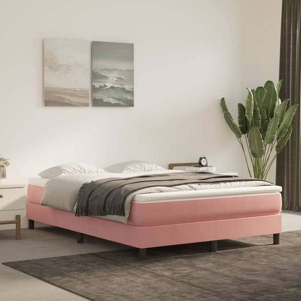 vidaXL Bettgestell Rosa 140x200 cm Samt, Polyester, 3120777