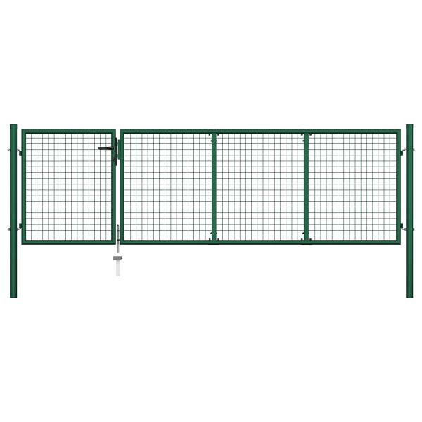 vidaXL Gartentor Stahl 350 x 100 cm Grün, 144305, 8718475735854