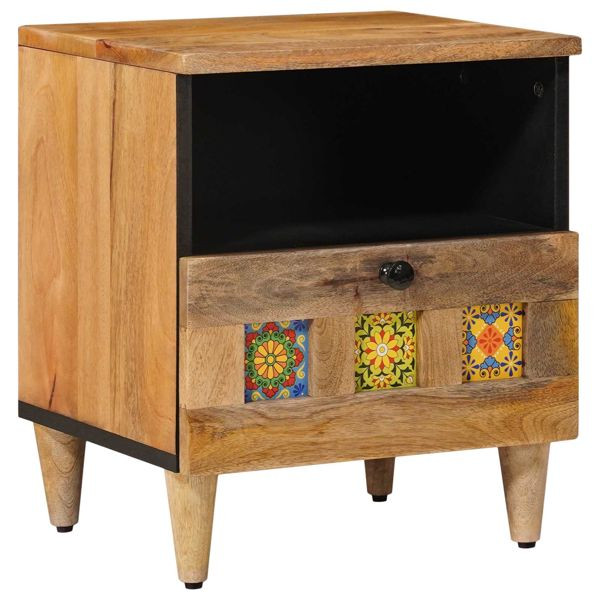 vidaXL Nachttisch Natur 40 x 33 x 46 cm Massivholz Mango, 4018266