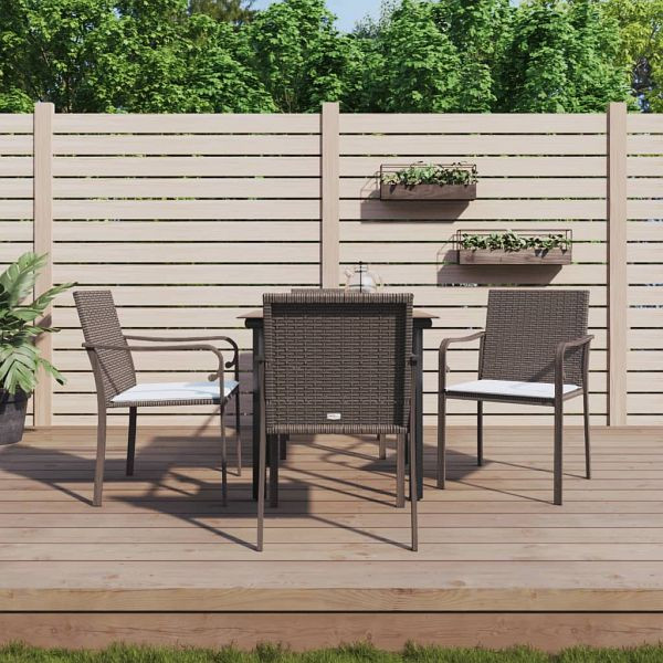 vidaXL 5-teilig Garten-Essgruppe mit Kissen Poly Rattan und Stahl, 3186954