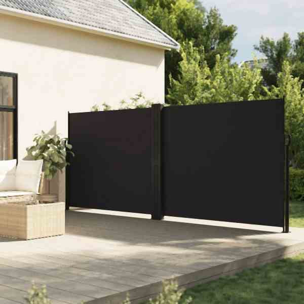 vidaXL Seitenmarkise Ausziehbar Schwarz 180x600 cm, 4004639