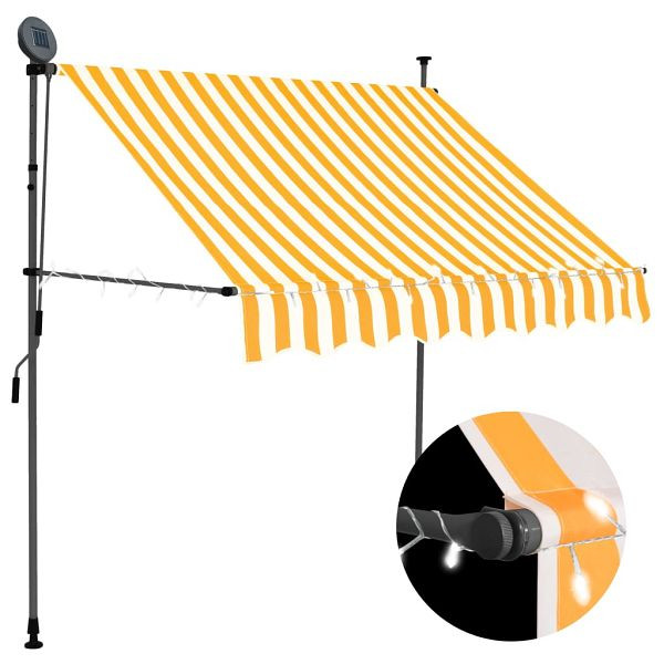 vidaXL Einziehbare Markise Handbetrieben mit LED 150 cm Weiß Orange, 145856