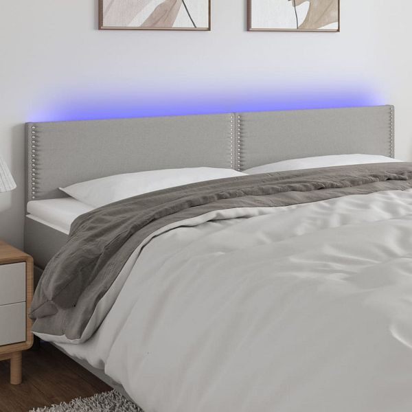vidaXL LED Kopfteil Hellgrau 180x5x78/88 cm Stoff, 3121486