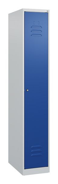 C+P Umkleidespind Classic PLUS mit Mitteltrennwand, 1700x300x500mm, 7035/5010, Zylinderschloss, 0800007-10F S10016