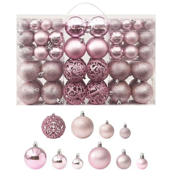 vidaXL 100-teilig Weihnachtskugel-Set Rosa, 330084