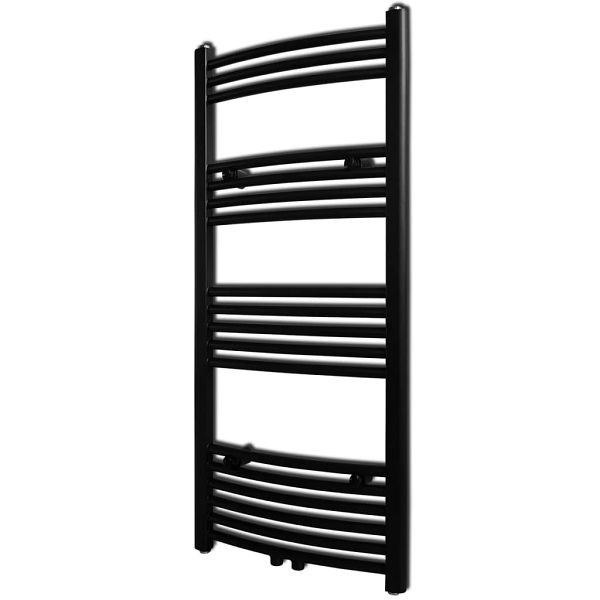 vidaXL Handtuchheizkörper Warmwasser Gebogen Schwarz 500x1160 mm, 141915