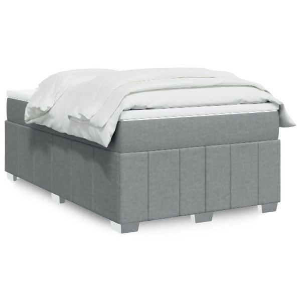 vidaXL Boxspringbett mit Matratze Hellgrau 120x190 cm Stoff, 3285456