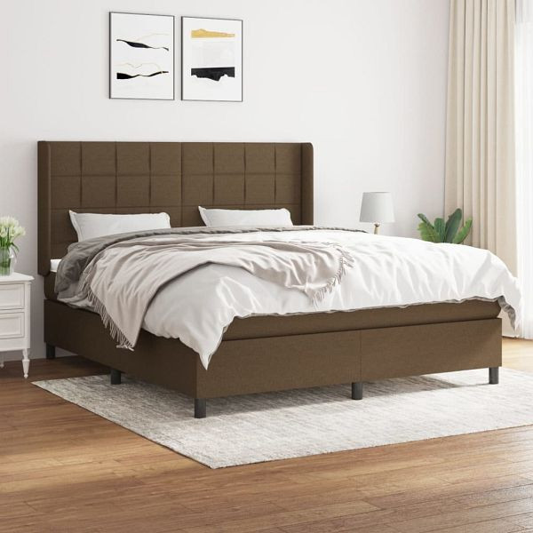 vidaXL Boxspringbett mit Matratze Dunkelbraun 180x200 cm Stoff, 3131452