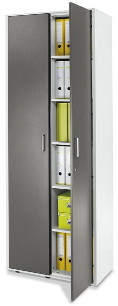 Deskin Flügeltürenschrank EVO, Korpus Dekor weiß, Türen Dekor anthrazit, B 800 x H 2186 x T 420 mm, 271040