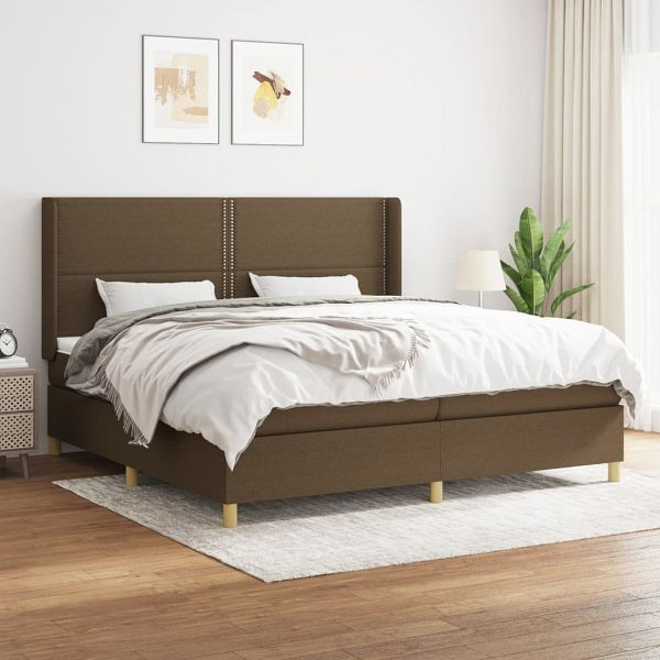 vidaXL Boxspringbett mit Matratze Dunkelbraun 200x200 cm Stoff, 3131940