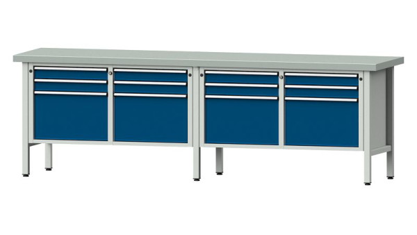 ANKE Werkbänke Kastenwerkbank, Modell 233 V, 2800 x 700 x 900 mm, RAL 7035/5010, ZBP 50 mm, 305.063