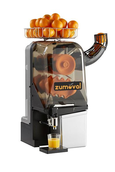 ZUMOVAL Orangensaftpresse MINIMAX in silber- Tischgerät + Podest mit Edelstahlzapfhahn und Edelstahlpodest, ZV-12011-silber-T