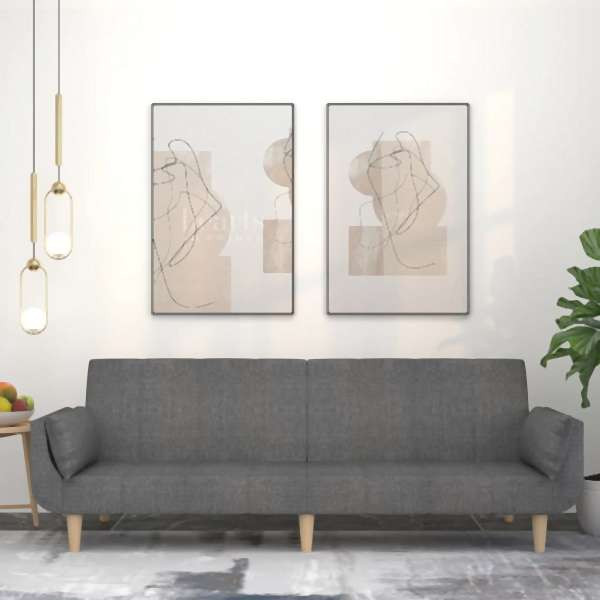 vidaXL Schlafsofa 2-Sitzer mit 2 Kissen Hellgrau Stoff, 375869
