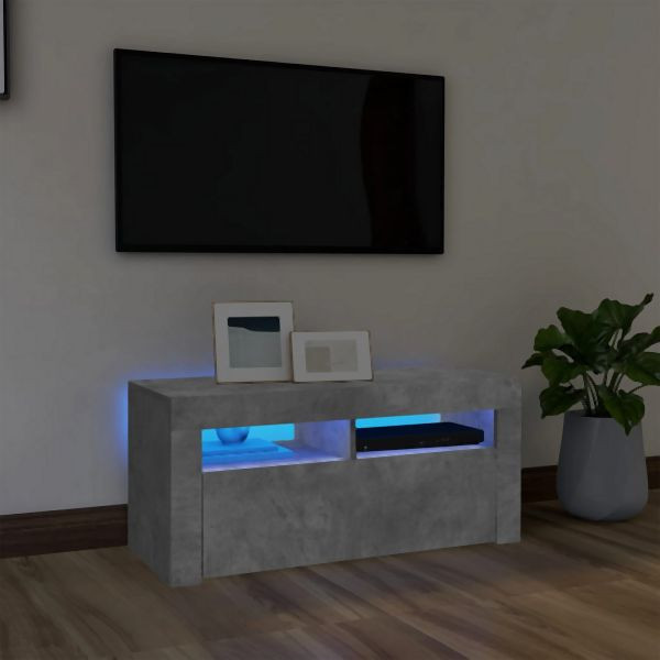 vidaXL TV-Schrank mit LED-Leuchten Betongrau 90x35x40 cm, 804323
