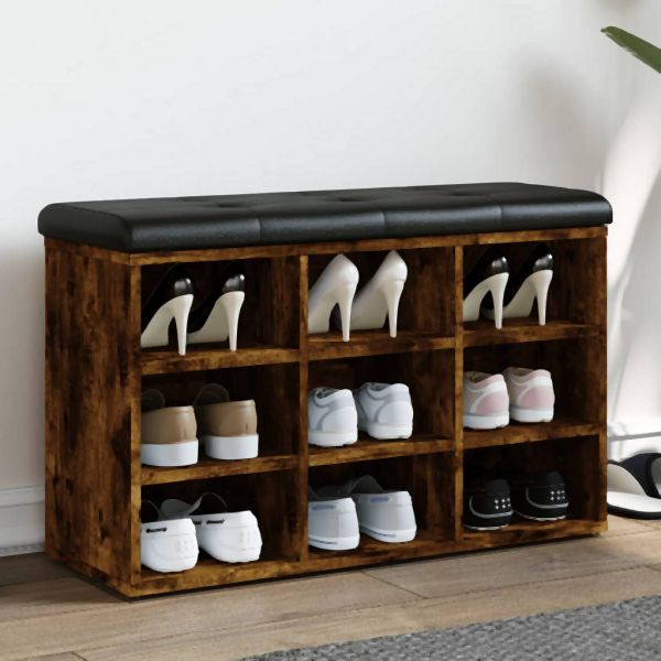 vidaXL Schuhbank Räuchereiche 82x32x50 cm Holzwerkstoff, 835107