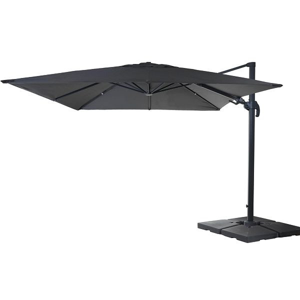 Mendler Gastronomie-Ampelschirm HWC-A96, 3x4m (Ø5m) schwenkbar, Polyester/Alu 26kg, anthrazit mit Ständer, 158555+35661