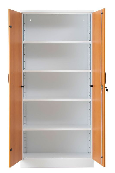 Gürkan Flügeltürenschrank, 42 x 92 x 195 cm, Verkehrsweiß, Erle, Fachboden Stück 4, FLC/WD.19, 100115