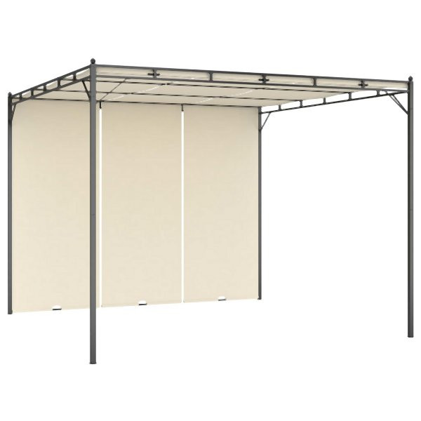 vidaXL Gartenpavillon mit Seitenvorhang 3x3x2,25 m Creme, 47993