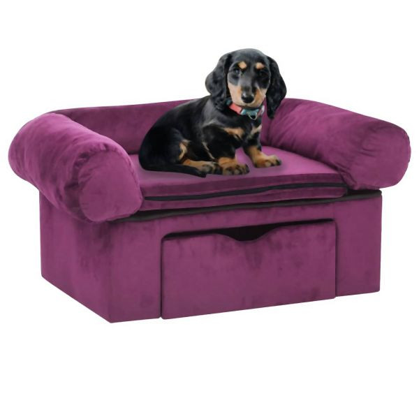 vidaXL Hundesofa mit Schublade Burgunderrot 75x50x38 cm Plüsch, 171081