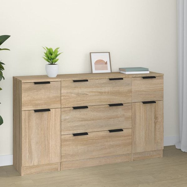 vidaXL 3-tlg. Sideboard-Set Sonoma-Eiche Holzwerkstoff, 3115822