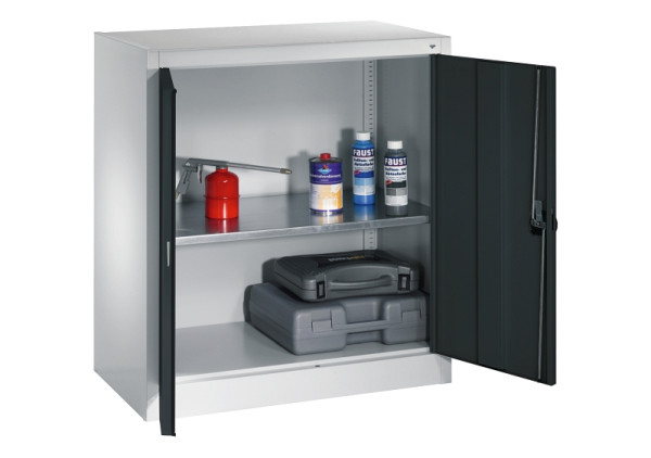C+P Flügeltürenschrank Serie 12, H1000xB935xT400mm, 7035/7016, 1 Einlegeboden aus Stahl, verzinkt, 130987-300 S10018