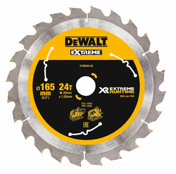 DeWalt Kreissägeblatt Tauchkreissäge 165/20mm 24WZ/FZ, DT99560-QZ