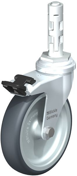 Blickle LRA-TPA 100G-FI-E01 Apparate-Lenkrolle mit Expander & Feststeller, Thermoplastisches Gummi-Elastomer, Grau, 737860