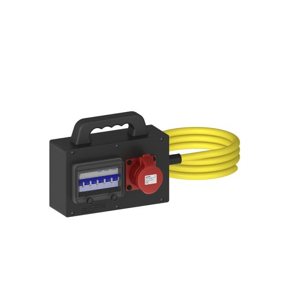 ELSPRO Vollgummi-Sicherheitsverteiler HILDEN, Stecker: 3 m CEE 400 V 32 A, Ausgang: 1 CEE 400 V, 3 Schuko, 1343130