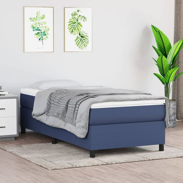 vidaXL Boxspringbett mit Matratze Blau 100x200 cm Stoff, 3144405