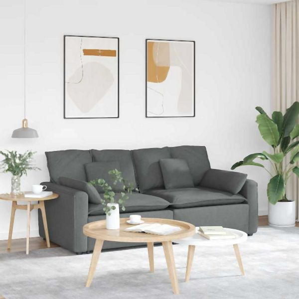 vidaXL Modulares Sofa mit Kissen Dunkelgrau, 3321118, 8721158641328