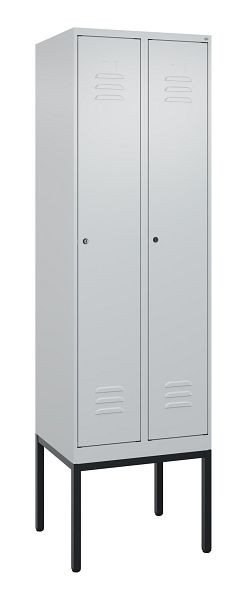 C+P Umkleidespind Classic PLUS mit Mitteltrennwand, Gestell, 2 Abteile, 2120x600x500mm, 7035/7035, Zylinderschlösser, 0800307-20F S10024