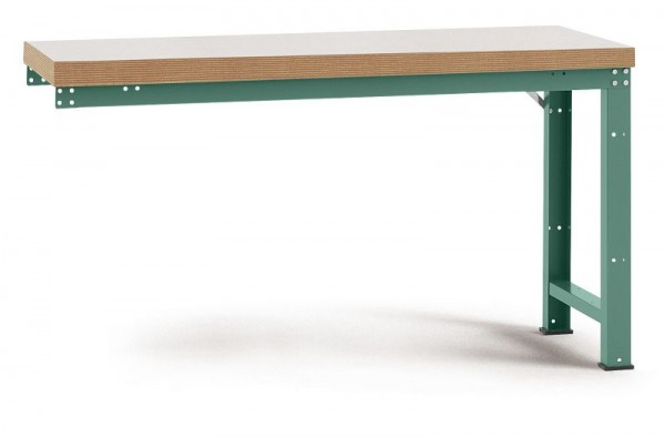 Manuflex Anbauwerkbank PROFI Standard mit Kunststoffplatte, BxTxH = 2000 x 700 x 840 mm, Graugrün, WP4039.0001