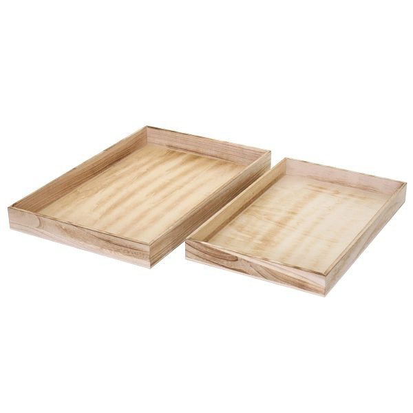 Mendler 2er Set Schale T285, Serviertablett Frühstückstablett Holztablett Dekotablett, Shabby-Look, naturbraun, 61503