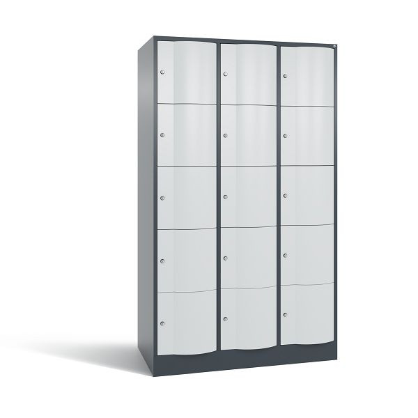 C+P XL-Schließfachschrank Resisto, 15 Fächer, H1950B1148T640 mm, Anthrazit/Grau, 8570-373 S10189