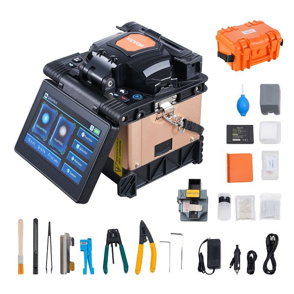 VEVOR Glasfaser Spleißgerät Fiber Fusion Splicer, 4 Motoren Fusions-Spleißgerät, GXRJJTJLSBCD90N48V2