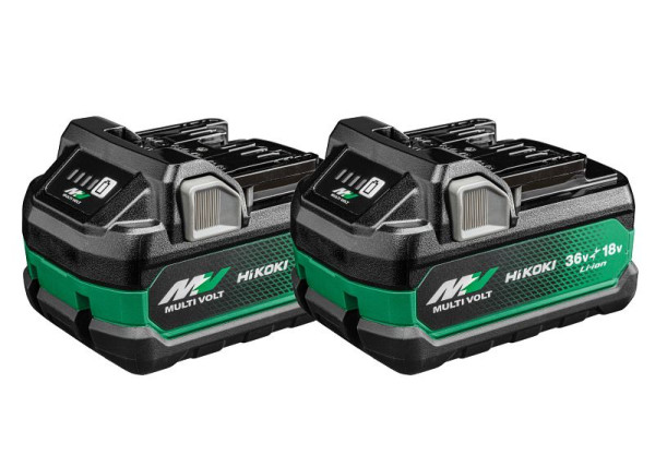 HiKOKI 36V Wechselakku x 2, 36 Volt, 2.5 Ah Slide Akku, BSL36A18X x 2, 380205
