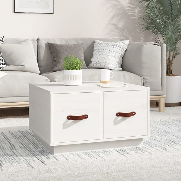 vidaXL Couchtisch Weiß 60x53x35 cm Massivholz Kiefer, 820967