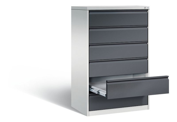 C+P Karteischrank Acurado, H1357xB787xT590mm, Farbe: Lichtgrau / Schwarzgrau, Griffleiste, 12936-323 S10038